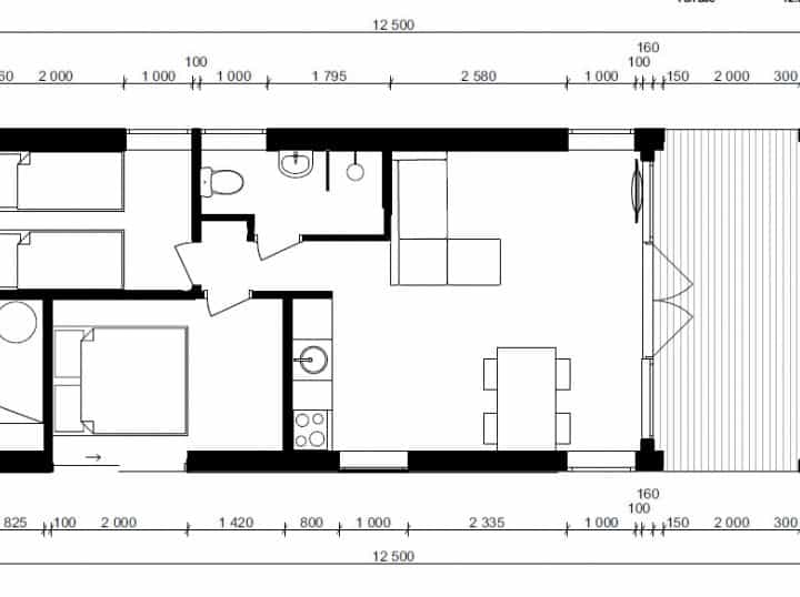 Tiny Villa 60 with porch 4 Floor Plan