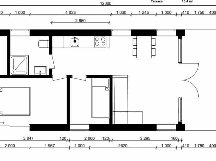 Tiny Villa 60 with porch 3 Floor Plan
