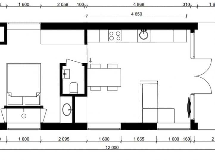Tiny Villa 60 with porch 2 Floor Plan