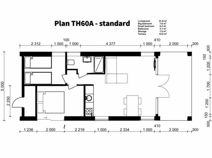 Tiny House 32 TH60A Standard Floor Plan