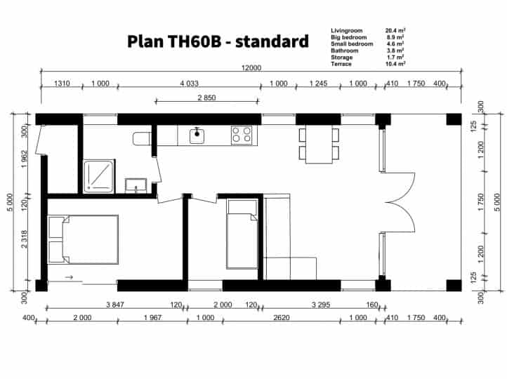 Tiny House 40 with porch Floor Plan